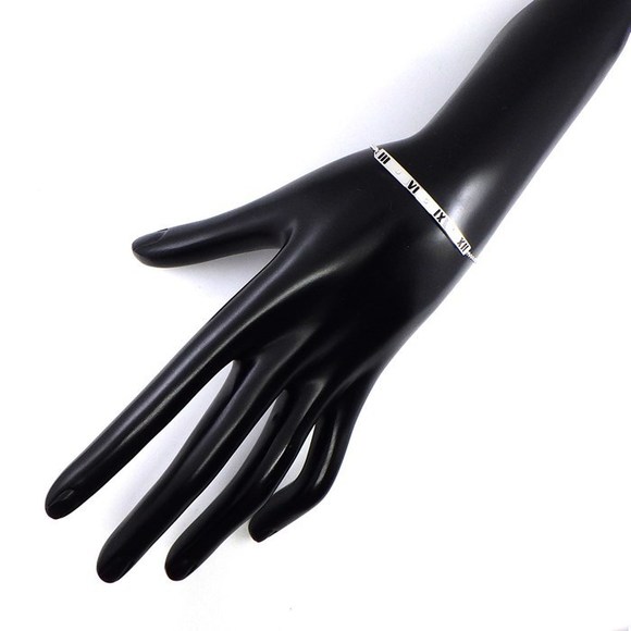 Tiffany Bracelet Atlas Pierced Bar Plate Diamond White Gold